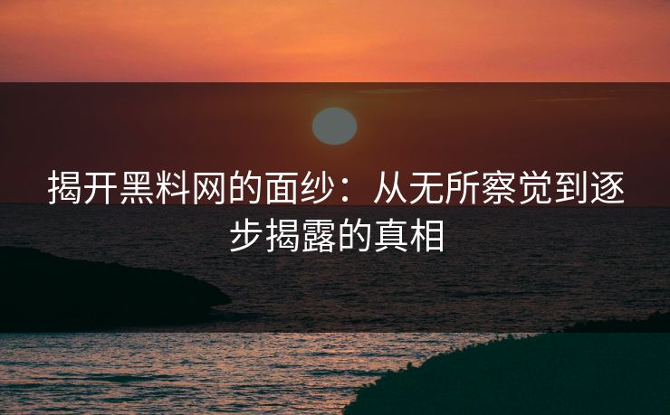 揭开黑料网的面纱：从无所察觉到逐步揭露的真相