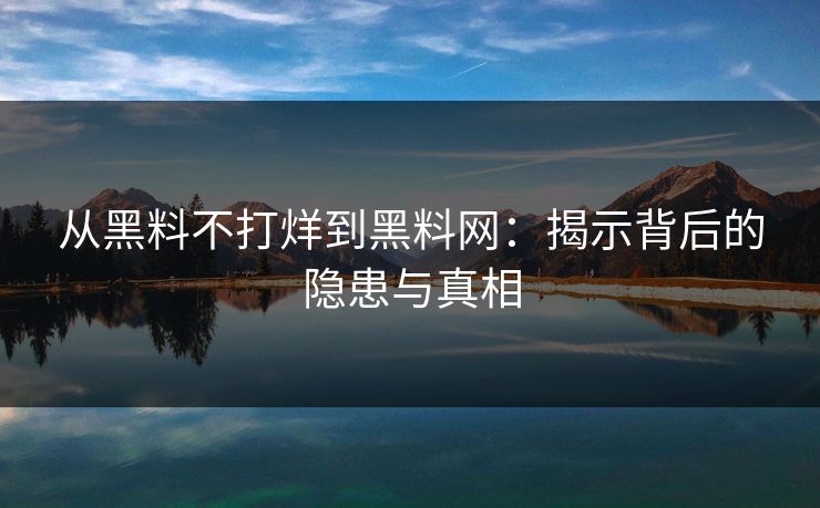 从黑料不打烊到黑料网：揭示背后的隐患与真相