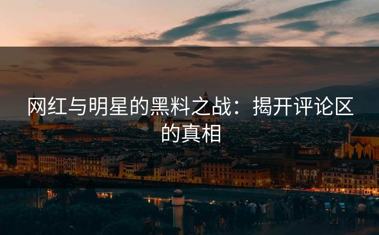网红与明星的黑料之战：揭开评论区的真相