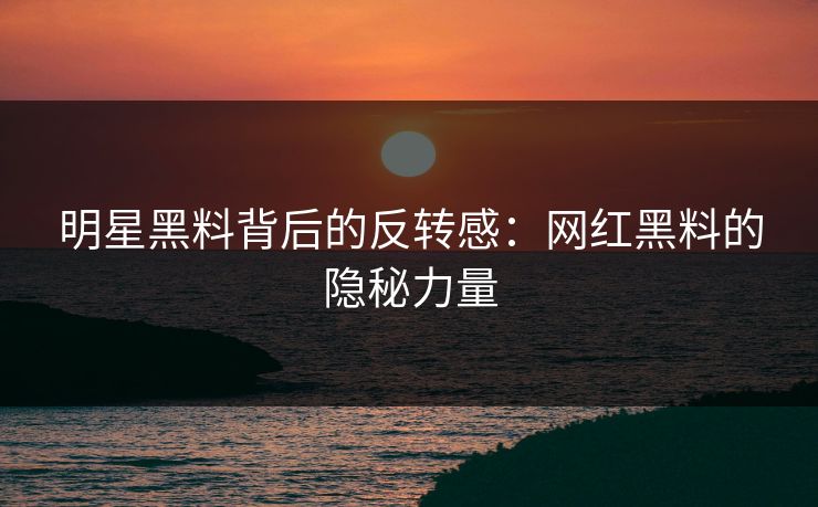 明星黑料背后的反转感：网红黑料的隐秘力量