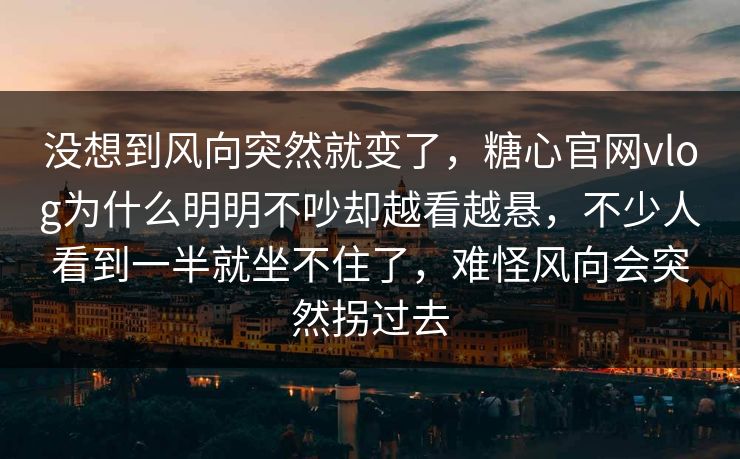 没想到风向突然就变了，糖心官网vlog为什么明明不吵却越看越悬，不少人看到一半就坐不住了，难怪风向会突然拐过去