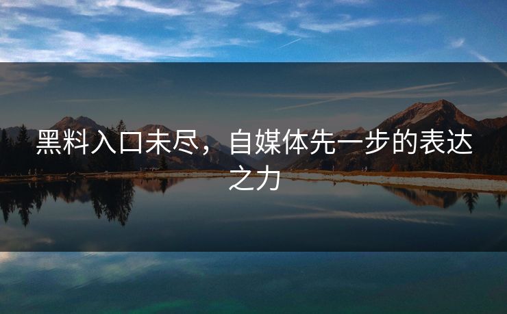 黑料入口未尽，自媒体先一步的表达之力