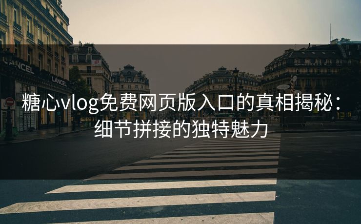 糖心vlog免费网页版入口的真相揭秘：细节拼接的独特魅力