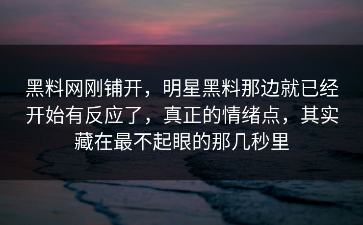 黑料网刚铺开,明星黑料那边就已经开始有反应了,真正的情绪点,其实藏在最不起眼的那几秒里 黑料网刚铺开,明星黑料那边就已经开始有反应了,真正的情绪点,其实藏在最不起眼的那几秒里