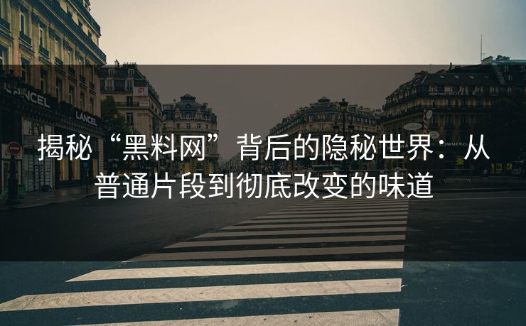 揭秘“黑料网”背后的隐秘世界:从普通片段到彻底改变的味道 揭秘“黑料网”背后的隐秘世界:从普通片段到彻底改变的味道