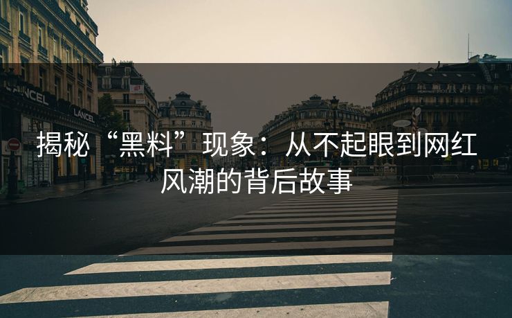 揭秘“黑料”现象:从不起眼到网红风潮的背后故事 揭秘“黑料”现象:从不起眼到网红风潮的背后故事