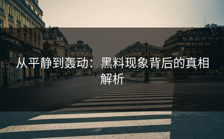 从平静到轰动:黑料现象背后的真相解析 从平静到轰动:黑料现象背后的真相解析